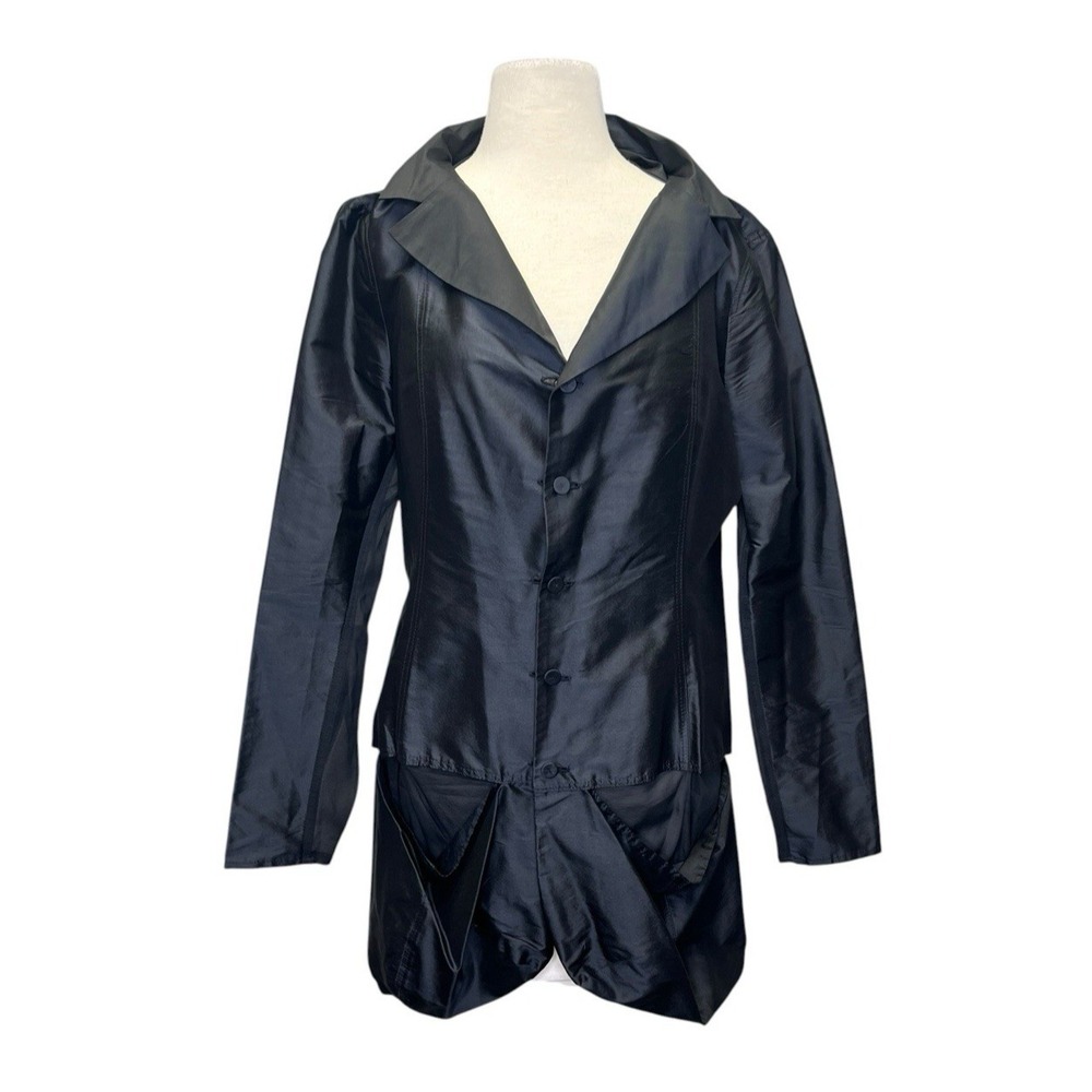 Annette Gortz Womens Silk Jacket Blazer Black 38 Medium Sheer Germany Lagenlook
